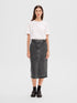 Selected Femme cali midi dark grey denim rok